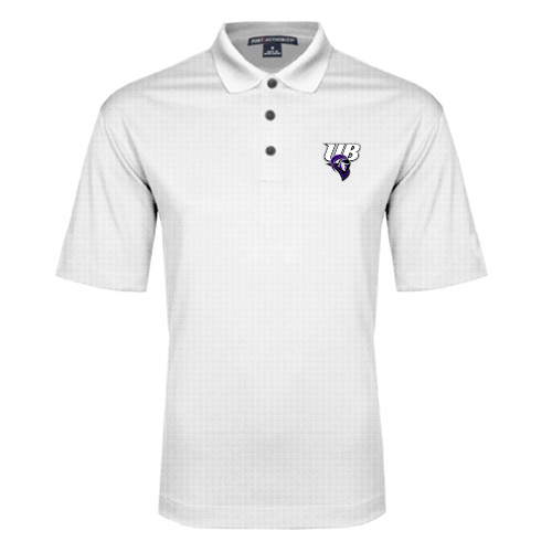  White Performance Fine Jacquard Polo - Primary Mark