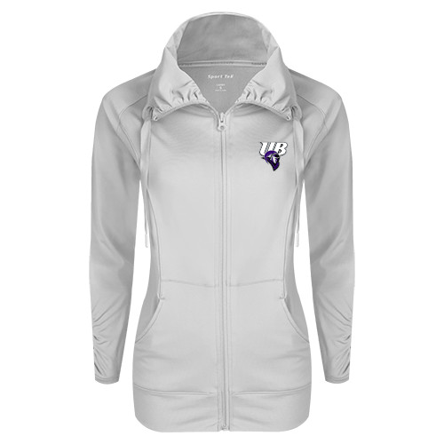  Womens White Sport Wick Stretch Full Zip Jacket - Primary Mark