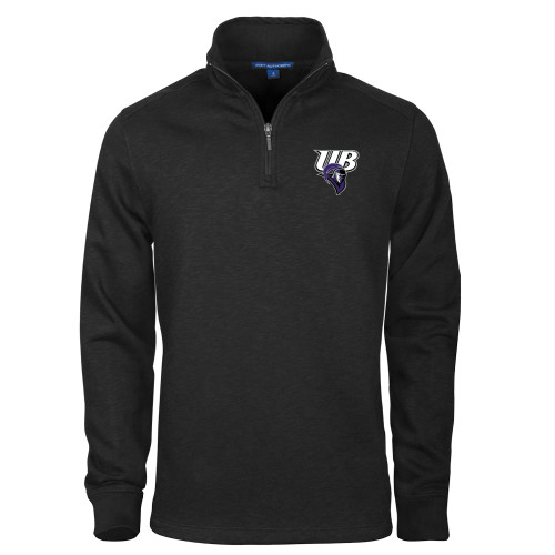  Black Slub Fleece 1/4 Zip Pullover - Primary Mark