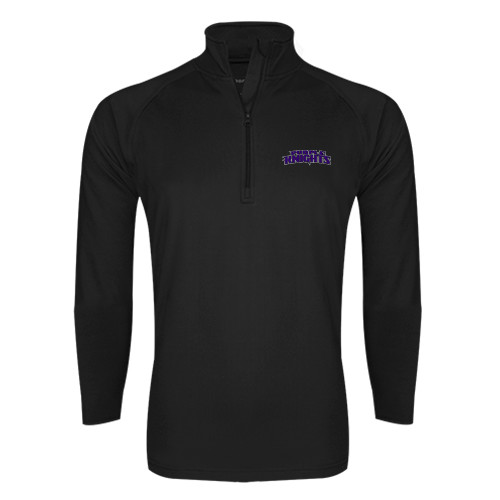  Sport Tek Black Sport Wick Stretch 1/2 Zip Pullover - Purple Knights