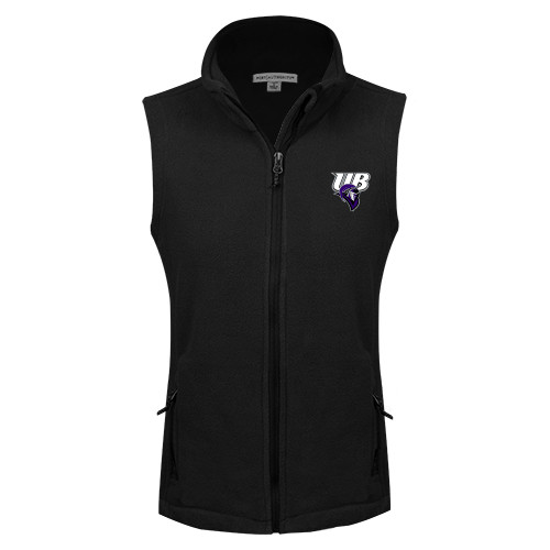  Womens Black Fleece Full Zip Vest - Primary Mark