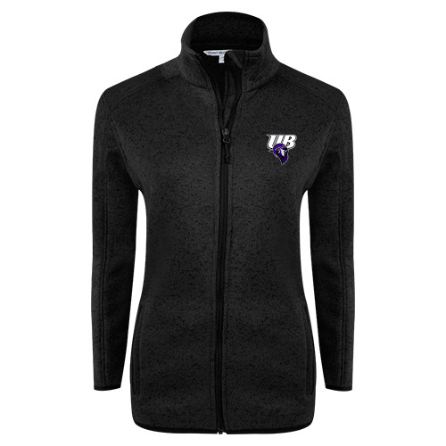  Womens Black Heather Fleece Jacket - Primary Mark