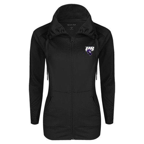  Womens Black Sport Wick Stretch Full Zip Jacket - Primary Mark