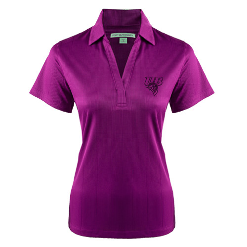  Womens Purple Performance Fine Jacquard Polo - Primary Mark