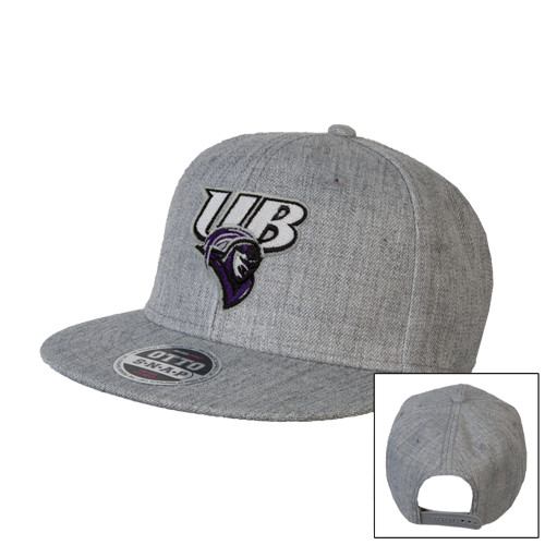  Heather Grey Wool Blend Flat Bill Snapback Hat - Primary Mark