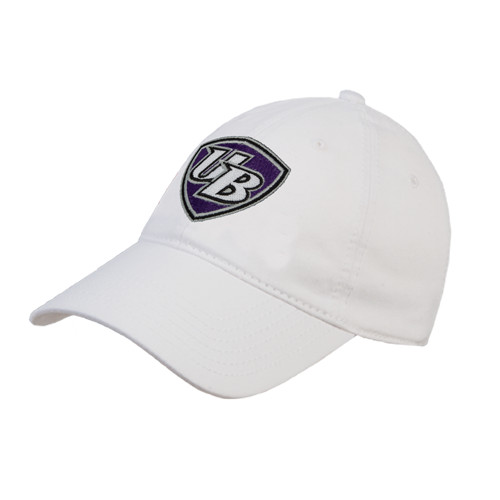  White Unstructured Adjustable Low Profile Hat - UB Shield