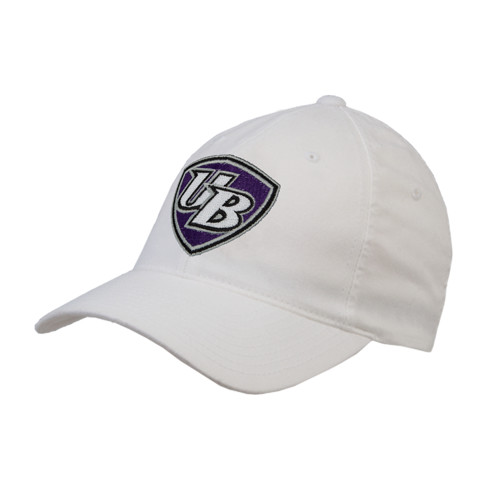  White Flexfit Structured Low Profile Hat - UB Shield
