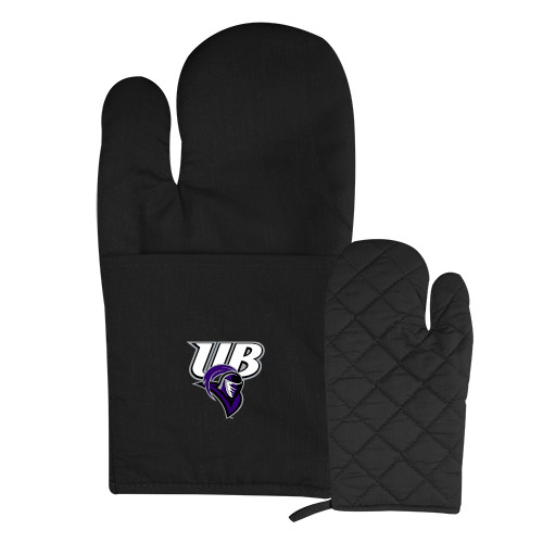  Quilted Canvas Black Oven Mitt - Primary Mark