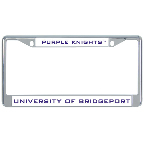  Metal License Plate Frame in Chrome - Purple Knights