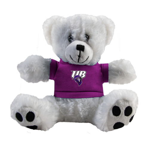  Plush Big Paw 8 1/2 inch White Bear w/Purple Shirt - Primary Mark