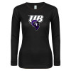 Thumbnail image for  Womens Black Long Sleeve V Neck Tee 