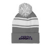 Thumbnail image for  Grey/White Two Tone Knit Pom Beanie w/Cuff