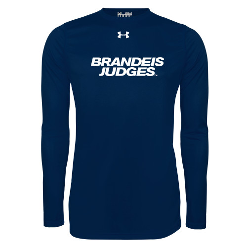  Under Armour Navy Long Sleeve Tech Tee - Brandeis Judges Wordmark