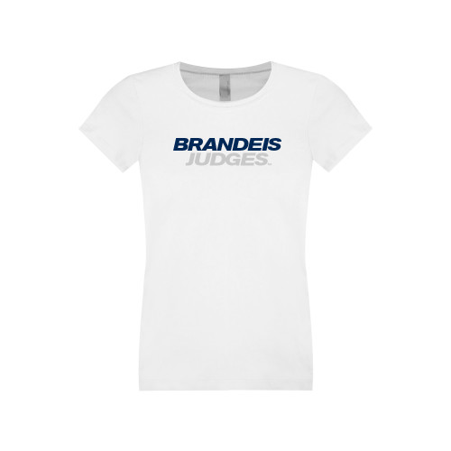  Next Level Girls White Fashion Fit T Shirt - Brandeis Judges Wordmark