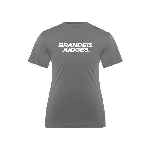  Youth Performance Grey Concrete Tee - Brandeis Judges Wordmark