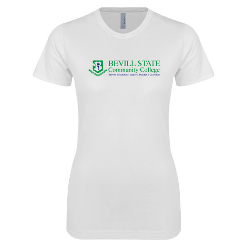 Next Level Womens White Boyfriend Tee - Instituional Mark