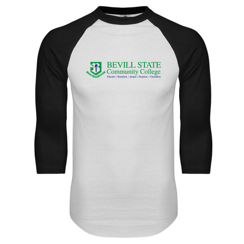  White/Black Raglan Baseball T Shirt - Instituional Mark