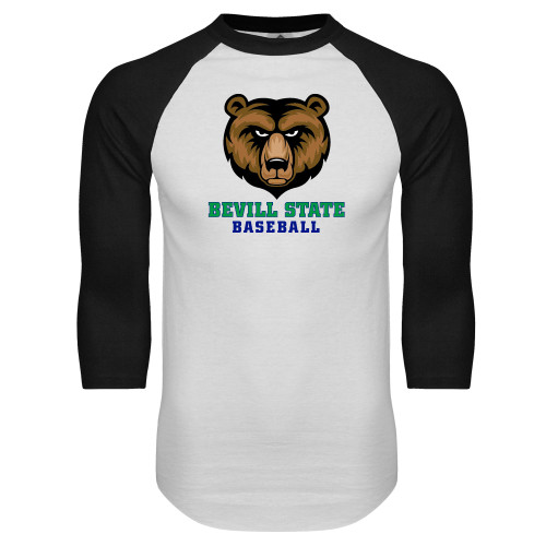  White/Black Raglan Baseball T Shirt - Baseball