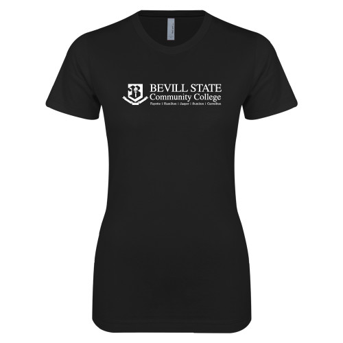  Next Level Womens Black Boyfriend Tee - Instituional Mark
