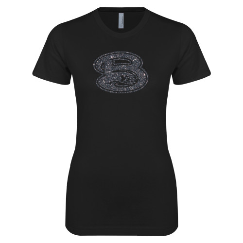  Next Level Womens Black Boyfriend Tee - F Graphite Soft Glitter