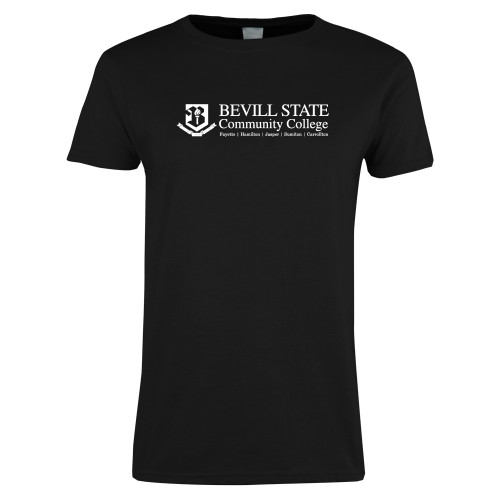  Womens Black Short Sleeve Tee - Instituional Mark