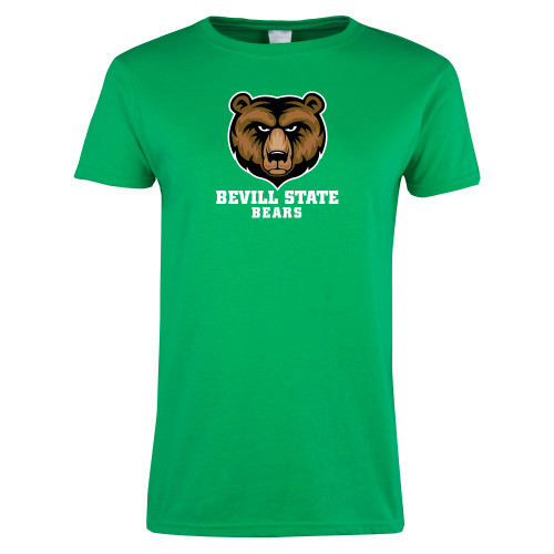  Womens Kelly Green Short Sleeve Tee - Bevill Bears w Bear Head