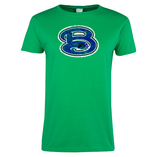  Womens Kelly Green Short Sleeve Tee - B Distressed