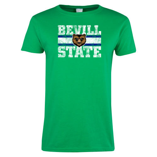  Womens Kelly Green Short Sleeve Tee - Block Distressed