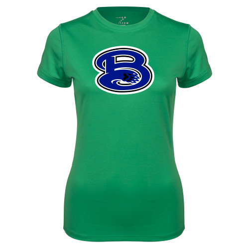  Womens Kelly Green Performance Short Sleeve Tee - B