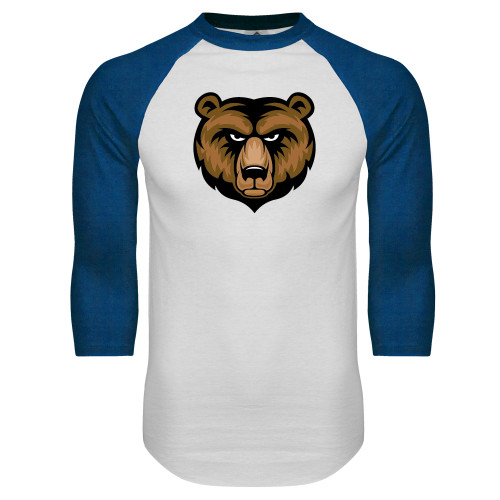  White/Royal Raglan Baseball T Shirt - Bear