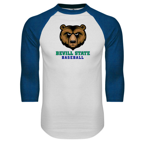  White/Royal Raglan Baseball T Shirt - Baseball