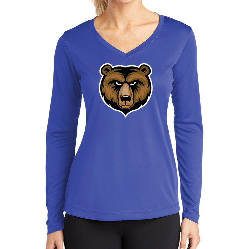  Womens Royal Performance Long Sleeve V Neck Shirt - Bear