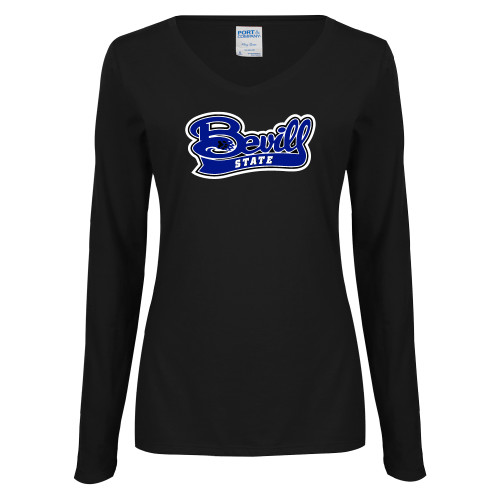  Womens Black Long Sleeve V Neck Tee  - Bevill State