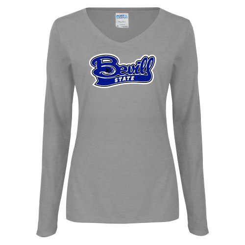  Womens Grey Long Sleeve V Neck Tee  - Bevill State