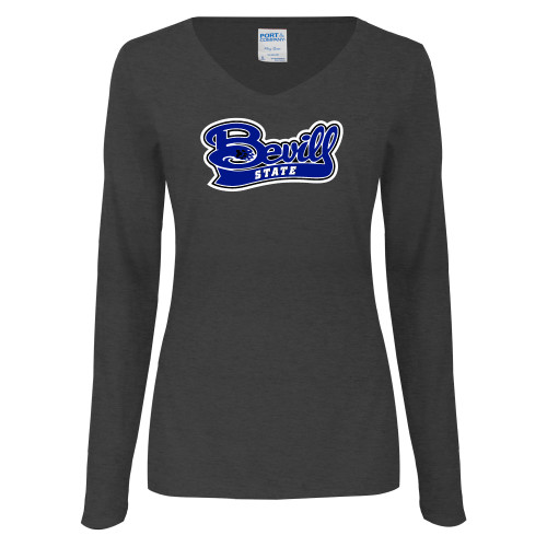  Womens Dark Heather Long Sleeve V Neck Tee  - Bevill State