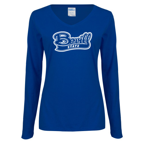  Womens Royal Long Sleeve V Neck Tee  - Bevill State