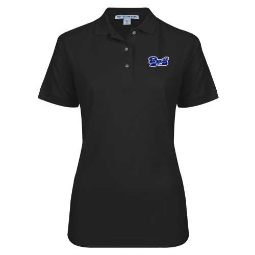  Womens Silk Touch Black Pique Polo - Bevill State