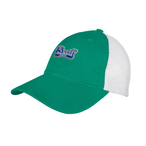  Kelly Green/White Mesh Back Unstructured Low Profile Hat - Bevill State