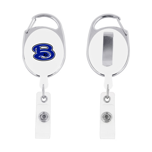  White Oval Retractable Badge Holder w/Clip - B