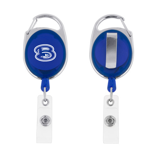  Blue Oval Retractable Badge Holder w/Clip - B
