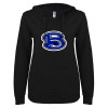 Thumbnail image for  ENZA Womens Black V Notch Raw Edge Fleece Hoodie