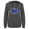 Thumbnail image for  ENZA Womens Dark Heather V Notch Raw Edge Fleece Hoodie
