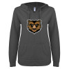 Thumbnail image for  ENZA Womens Dark Heather V Notch Raw Edge Fleece Hoodie