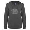 Thumbnail image for  ENZA Womens Dark Heather V Notch Raw Edge Fleece Hoodie