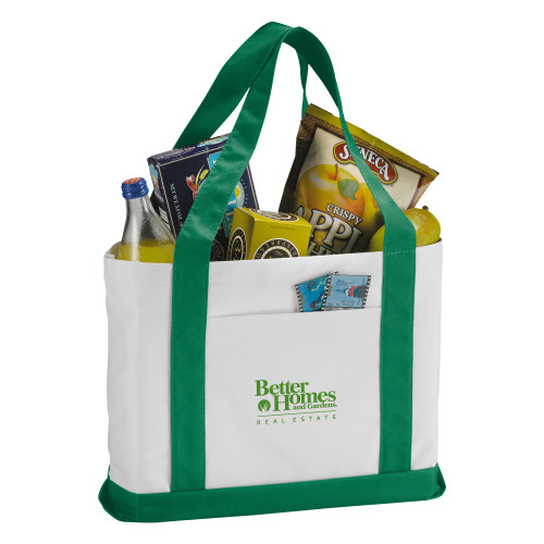 Contender White/Green Canvas Tote-Core Logo