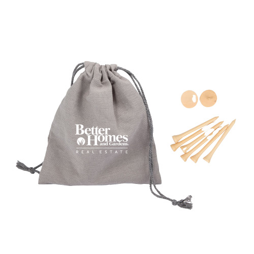 Bamboo Golf Tee Set w/ Grey Recycled Pouch-Core Logo