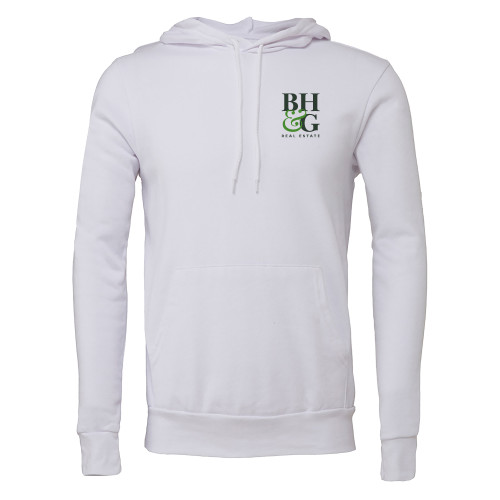  Bella + Canvas White Fleece Hood - BH&G Monogram