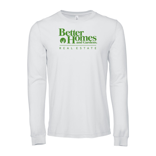 Bella + Canvas White Jersey Cotton Long Sleeve T Shirt-Core Logo