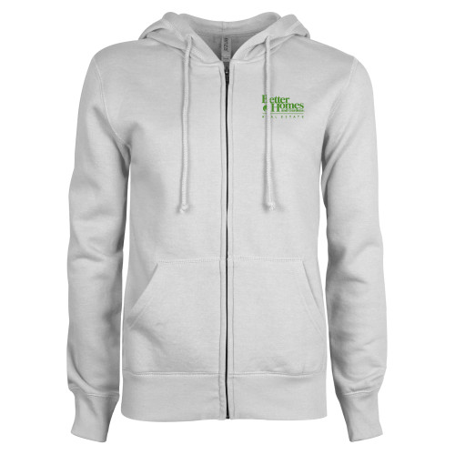 ENZA Womens White Fleece Full Zip Hoodie-Core Logo