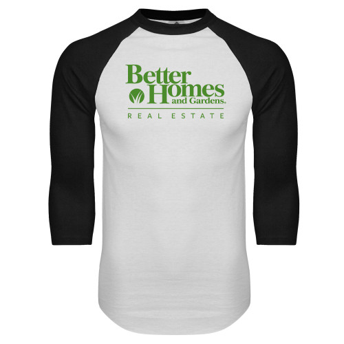 White/Black Raglan Baseball T Shirt-Core Logo